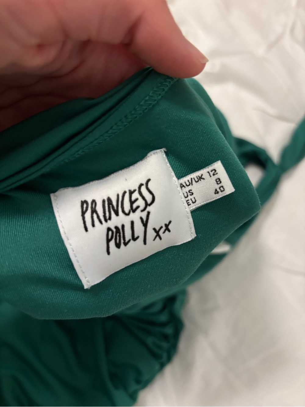 Princess Polly Masen Mini Dress Forest Green Halter Neck Size 8 Rouched Bodycon - Picture 3 of 3